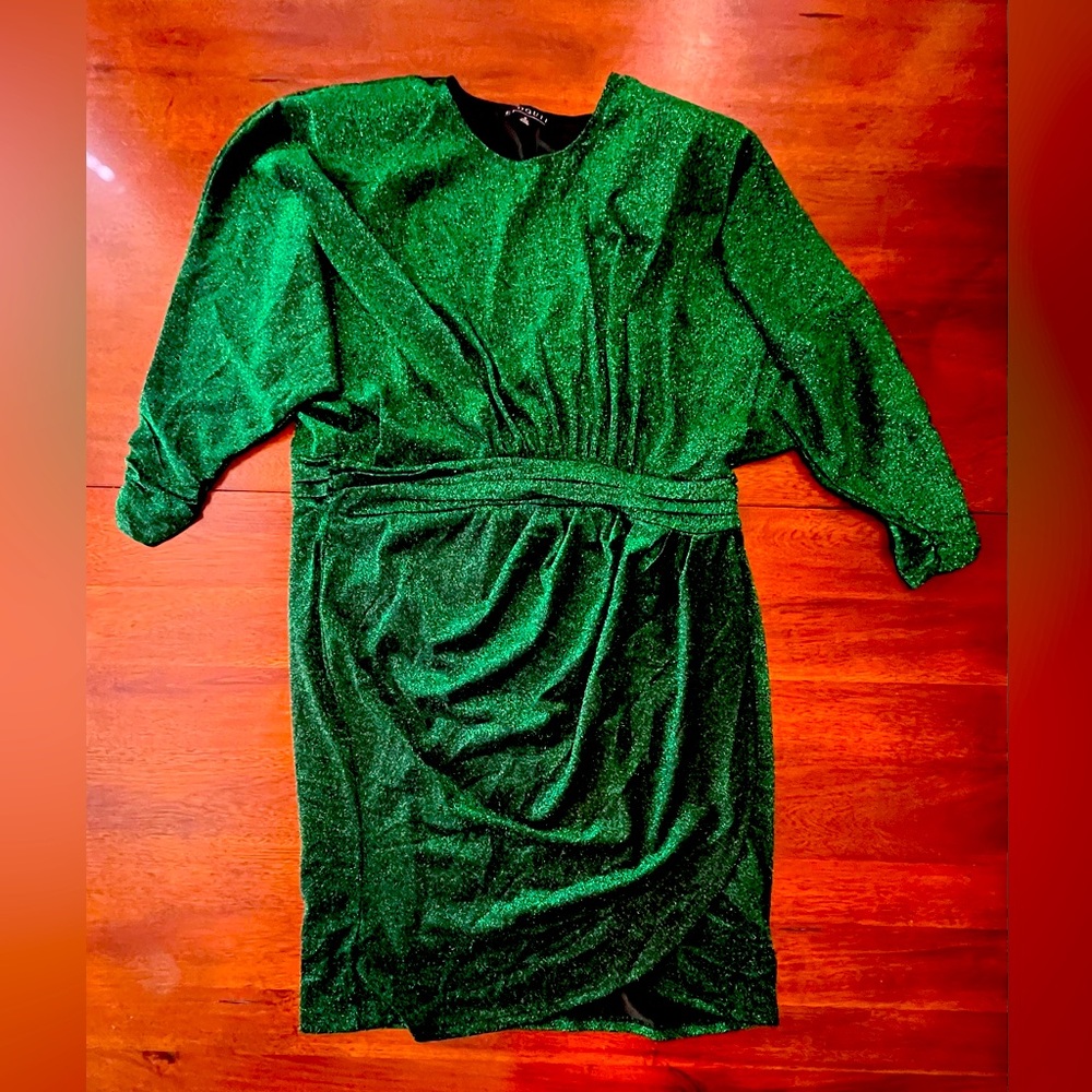 Eloquii Womens Green Metallic Round Neck Long Sleeve Sparkle Mini Dress 16 - Picture 8 of 9